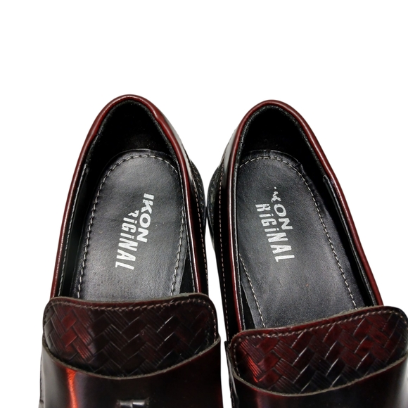 Men's Burgundy and Black Tassel Loafers - Picture 6 of 9